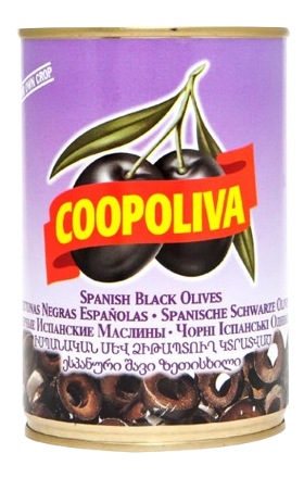 Ձիթապտուղ սև՝ կտրատած «Coopoliva» 385գ