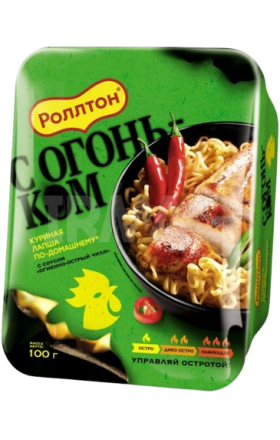 Лапша Роллтон куриная по-домашнему Огненно-острый чили в тарелке 100 г.