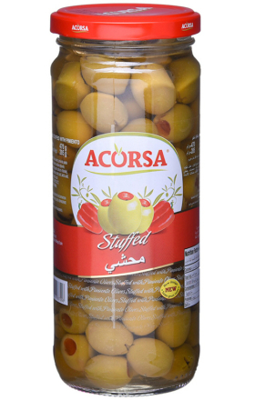 Оливки Acorsa зеленые с перцем 350г 