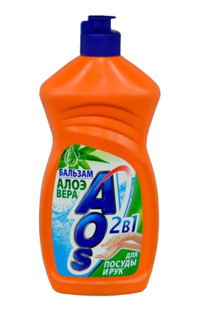Dishwashing liquid "AOS" 2 in 1, chamomile and vitamin E 450ml