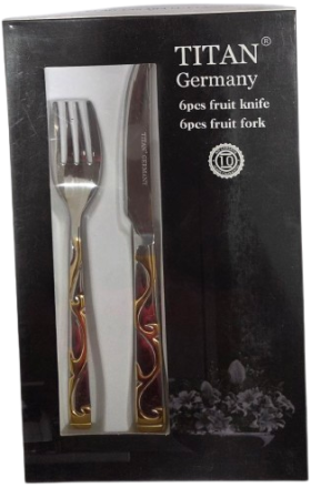 Դեսերտի դանակ և պատառաքաղ, ոսկեգույն, 6+6 հատ, TCC-005