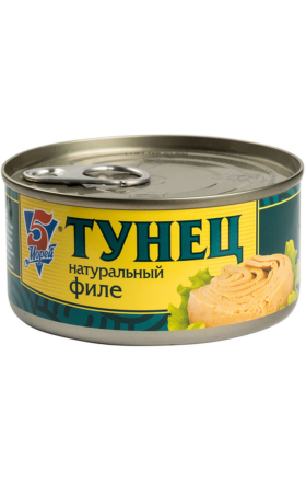 Тунец "5 Морей" в масле рез отк 185г
