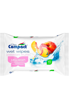 Wet wipes "Compact" peach 15 pcs