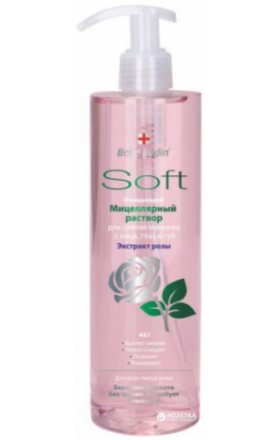 Belle Jardin Вода мицеллярная д/снятия макияжа с лица глаз и губ 4в1 Экстр.розы Soft 400мл