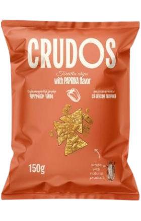 Кукурузные чипсы "CRUDOS" со вкусом паприки, 150 г