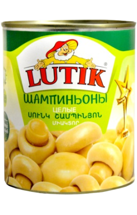 Шампиньоны цельные "Lutik" 850г 