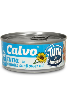 Консервированная рыба Тунец Calvo  в подсолнечном масле для сендвича 142гр 