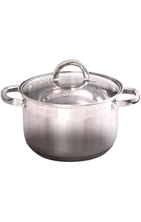 Casserole pot, stainless steel, “TITAN HOME”, with glass lid, 22 cm, TN-22