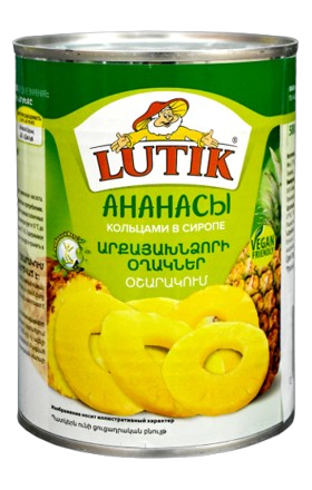 Pineapple slices "Lutik" in light syrup 560g