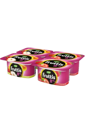 Յոգուրտային արտադրանք ելակ, խնձոր-տանձ «Campina Fruttis» 115գ, յուղայնությունը՝ 8%