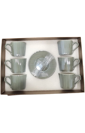 Tea cup set, light blue striped, 220 ml, AV-12523