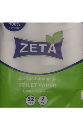 Toilet paper "ZETA" 2 ply 32 pieces