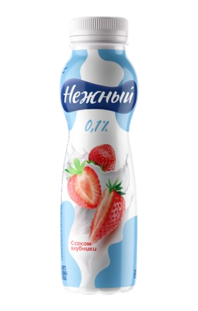 Йогурт питьевой «Нежный», с клубничным соком, 0,1%, 285 г
