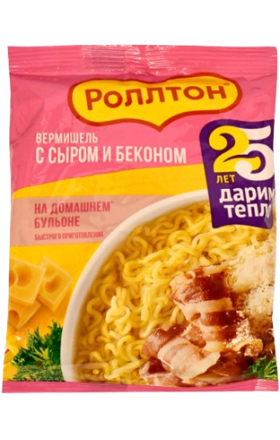 Вермишель «Роллтон» сыр и бекон 60г