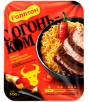 Лапша Роллтон с говядиной по-домашнему Огненно-острый чили в тарелке 100 г.