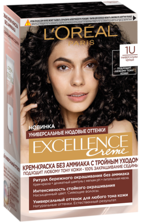 Ներկ մազերի համար «L'Oreal» Excellence 1U սև