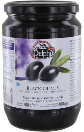 Black olives with pit "Delphi" 700g 