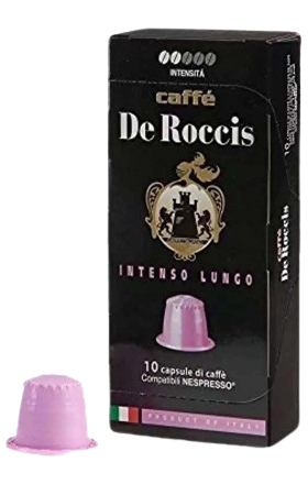 Coffee capsules De Roccis Nespresso Intenso Lungo, 10 pcs