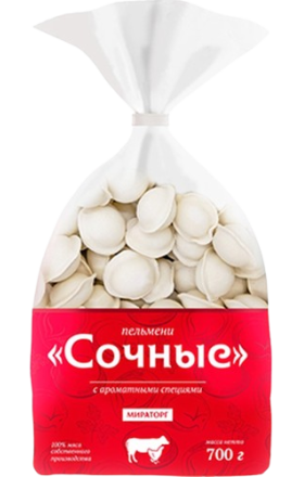 Упаковка 700г сочных пельменей Мираторг