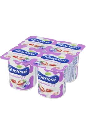 Յոգուրտային արտադրանք ելակով «Campina Нежный» 110գ, յուղայնությունը՝ 5% 