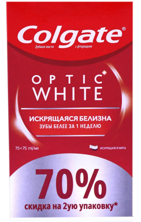 Ատամի մածուկ «Քոլգեյթ» Օպտիկ վայթ 75մլ 2հտ