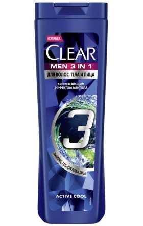 Shampoo Clear men 3in1 active cool 380 ml