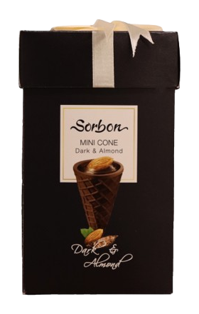 Вафельные мини-рожки "Сорбон" из темного шоколада с миндалем, 200 г