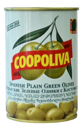 Оливки зеленые с косточкой "Coopoliva" 405г
