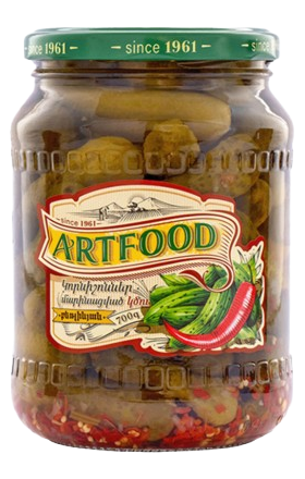 Маринованные корнишоны "Artfood" острые, 3-6 см, 700г