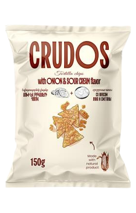 Եգիպտացորենի չիպսեր «CRUDOS» սոխի ու թթվասերի համով 150գ