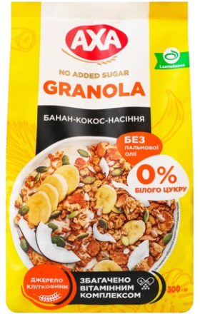 Granola “AXA” with seeds, banana & coconut, 300 g