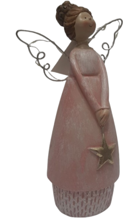 Девочка-ангелочек держит звезду со светом, большая 25 см