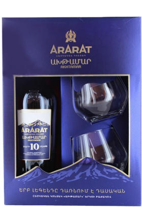 Cognac "Ararat" Akhtamar 10t (in a box) 0.7l+2 glasses
