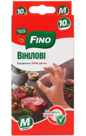 Виниловые перчатки "Fino" 10 шт. M 0449