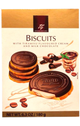 Cookies "Tago" Tiramisu, milk chocolate 180g