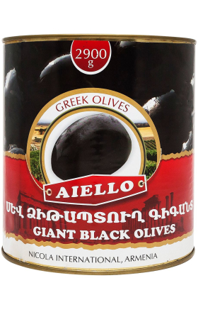 Оливки черные с крупными косточками Aiello Giant 2,9 кг/т