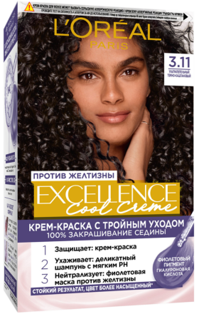 Մազի ներկ «L'Oreal» Excellence 3.11 մոխրա-շագանակագույն