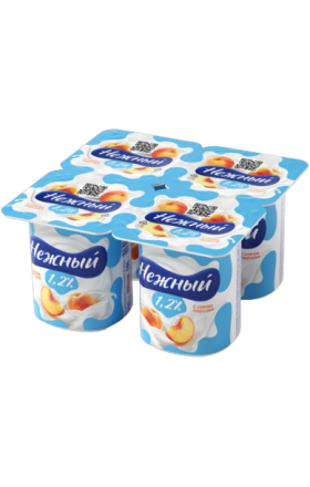 Յոգուրտային արտադրանք դեղձով «Campina Нежный» 100գ, յուղայնությունը՝ 1.2%