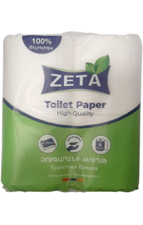Զուգարանի թուղթ «ZETA» 2 շերտ 4 հատ 