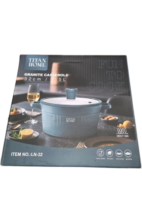 Кастрюля, с гранитным покрытием, рифлёная, «TITAN HOME», с силиконовой крышкой, 32 см, 7,5 л, LN-32