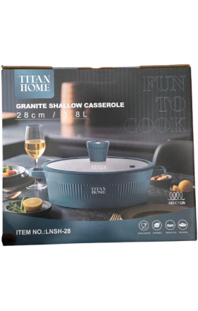 Թավա, գծավոր, «TITAN HOME», 2 պոչով, սիլիկոնե կափարիչով, սպիտակ, 28 սմ, 3.8 լ, LNSH-28