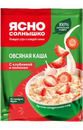 Oatmeal “Yasno Solnyshko” with strawberry and milk, 45 g