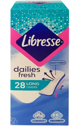 Ամենօրյա միջադիրներ «Libresse Long Thin» 28 հատ
