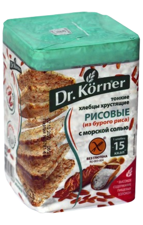 Խրթխրթան հացեր բրնձի՝ ծովի աղով «Dr. Körner» 100գ