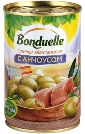 Ձիթապտուղ կանաչ՝ անչոուսով «Bonduelle» 300գ  