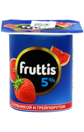 Йогурт «Фруттис», клубника-грейпфрут, 5%, 115 г