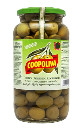 Ձիթապտուղ կանաչ՝ կորիզով «Coopoliva» 935գ 