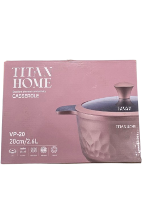 Кастрюля гранитная, индукционная «TITAN HOME», 20 см, 2,6 л, VP-20