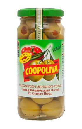 Ձիթապտուղ կանաչ՝ կծու պղպեղով «Coopoliva» 235գ 