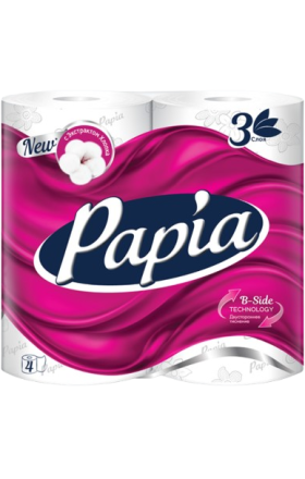 Toilet paper "Papia" three-ply 4 pieces